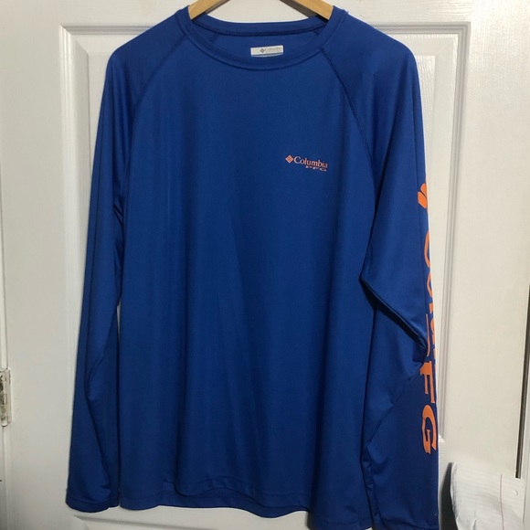 Columbia PFG Omni-Shade Dri Fit Long Sleeve Shirt Blue Men's Size Medium - Picture 2 of 11